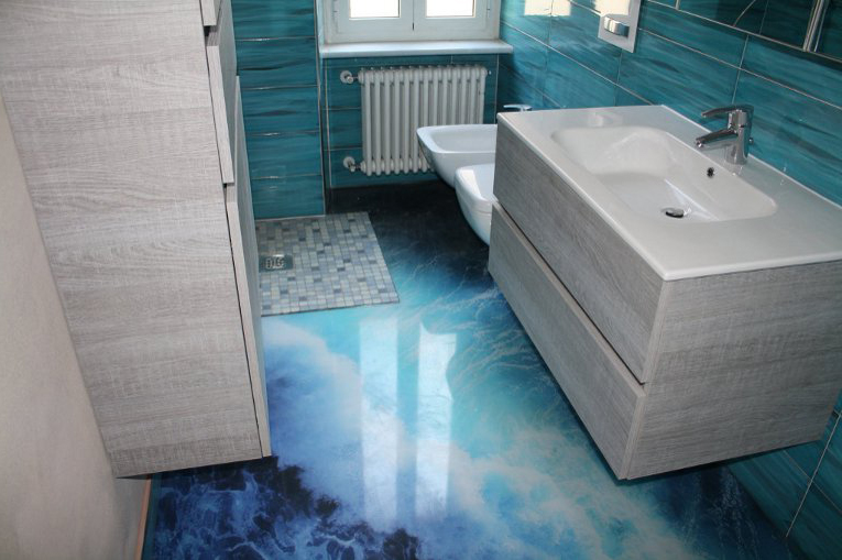3d-banyo-zemin-kaplama-uygulamalari 3 Boyutlu Zemin Kaplama İle Ev Dekorasyonu