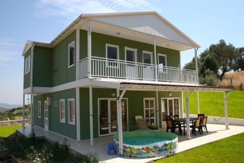 Balkon-Ve-Verandalı-Prefabrik-Ev-Modeli Prefabrik Evler