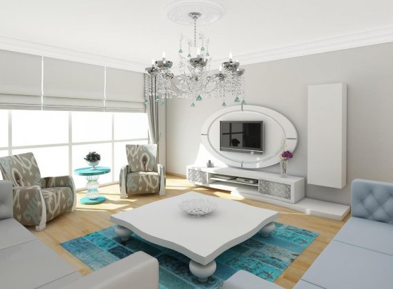 Beyaz-Modern-Salon-Dekorasyon-Tarzı Beyaz Rengin Modern Dekorasyondaki Yeri