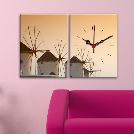 Değirmen-Desenli-2-Parça-Canvas-Duvar-Saati Canvas Duvar Saati Modelleri
