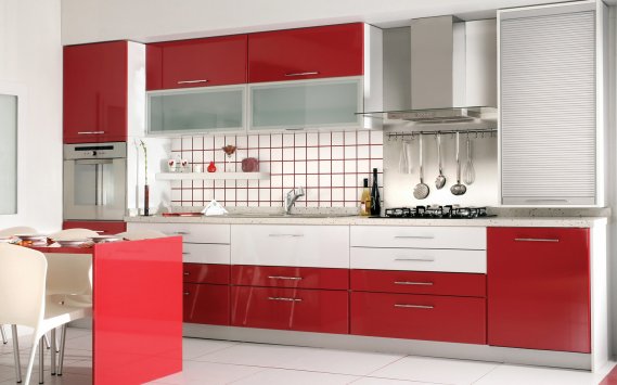 Kırmızı-beyaz-mutfak-dolabı-modeli Kırmızı Mutfak Dolabı Modelleri
