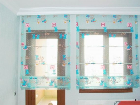 Mavi-Bebek-Odası-Tül-Perdesi Bebek Odası Perde Modelleri
