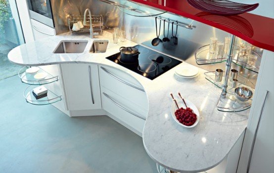 Modern-Oval-Mutfak-Tasarımı Oval Mutfak Modelleri