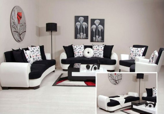 Modern-Siyah-Beyaz-Oturma-Odası-Dekorasyonu Beyaz Rengin Modern Dekorasyondaki Yeri