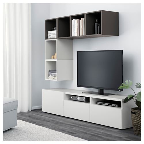 ikea-tv-ünitesi-2018-beyaz-koyu-gri IKEA 2018 TV Ünitesi Modelleri