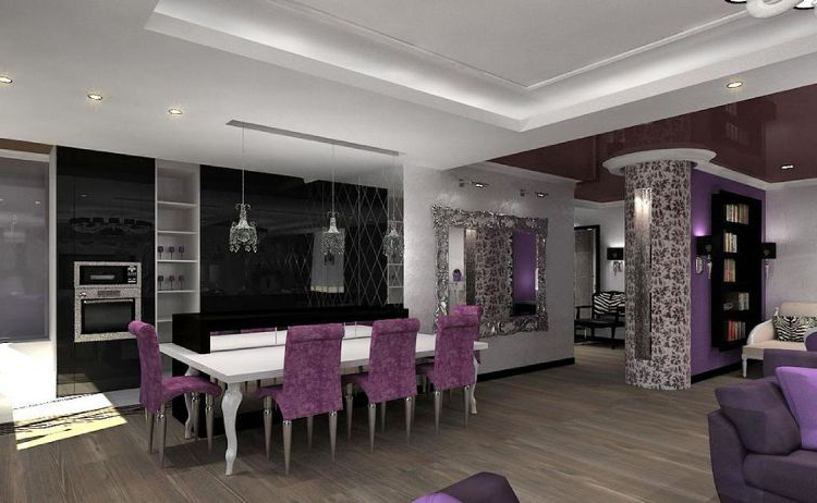 mor-sandalyeli-yemek-masalari Mor Yemek Odası Dekorasyonu Nasıl Yapılır